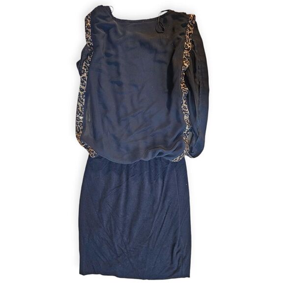 Waggon Paris Sleeveless Black Animal Print Trim Mini Dress Medium - Picture 8 of 10